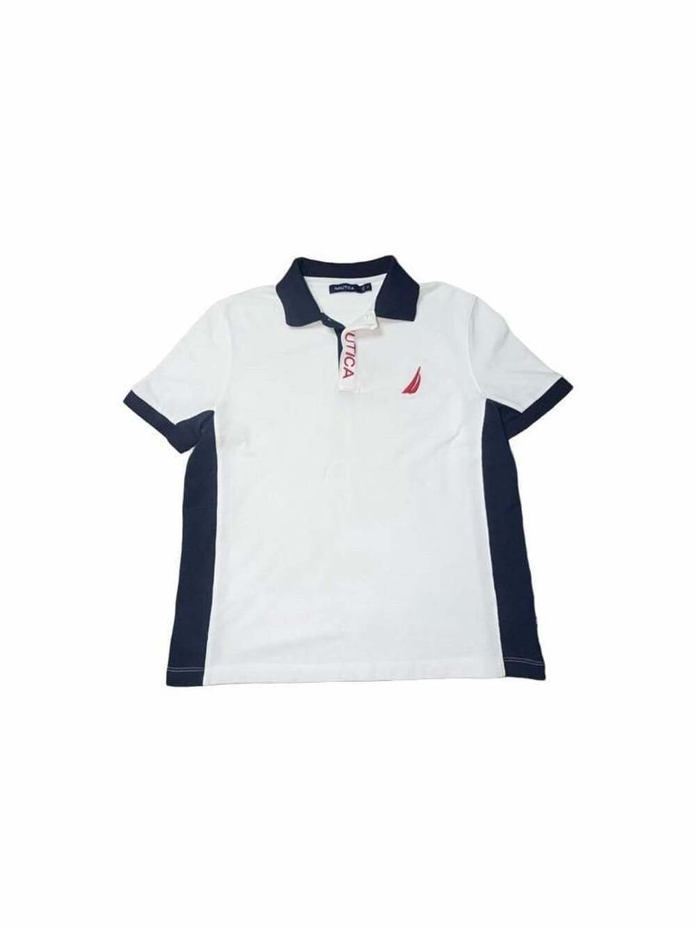 Nautica Colorblock Polo Shirt Size M White Navy Red